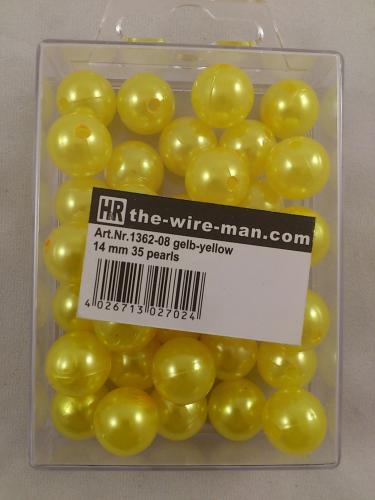 Perles jaune 14 mm. 35 p.